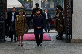 President of Chile Gabriel Boric arrives at the Palacio de La Mo